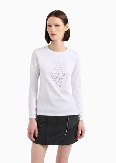 T-shirt regular fit a maniche lunghe con monogram di borchie ASV