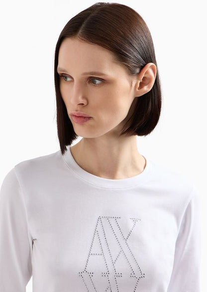 T-shirt regular fit a maniche lunghe con monogram di borchie ASV